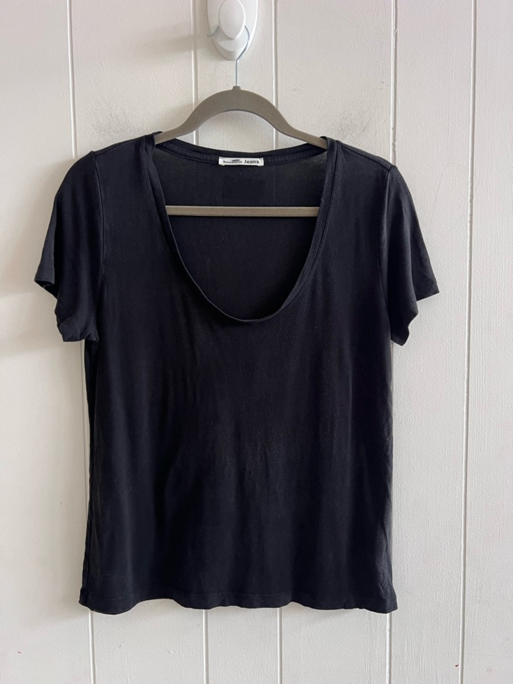 Reformation Black Scoop Neck Short Sleeve Tee